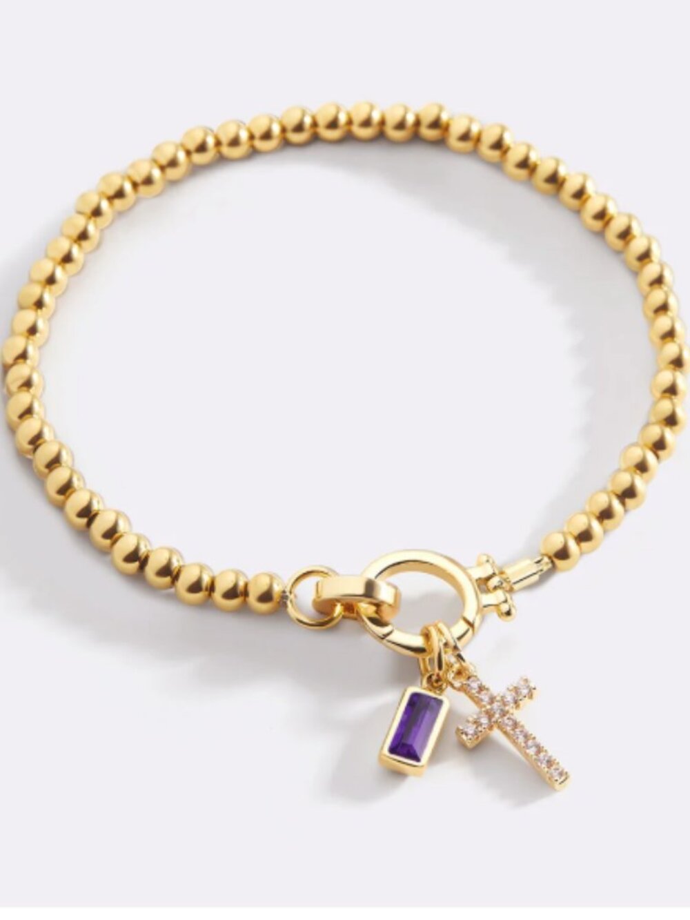 Mint&Lily Beaded Cross Birthstone Charm Bracelet- June